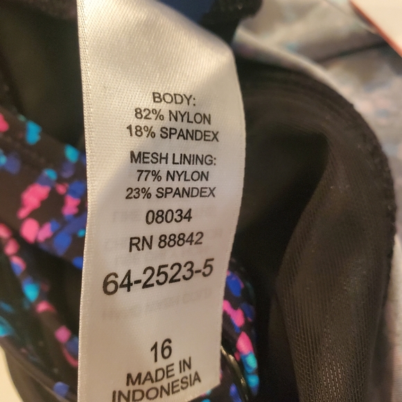 Swimsuits For All Longer Lenth Tankini Top Size 16 Black Confetti NWT Plus Size - Picture 6 of 7